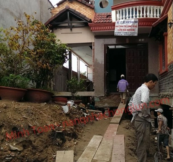 Công trình đang trong giai đoạn hoàn thiện di dời nhà và đã nâng nhà thành công