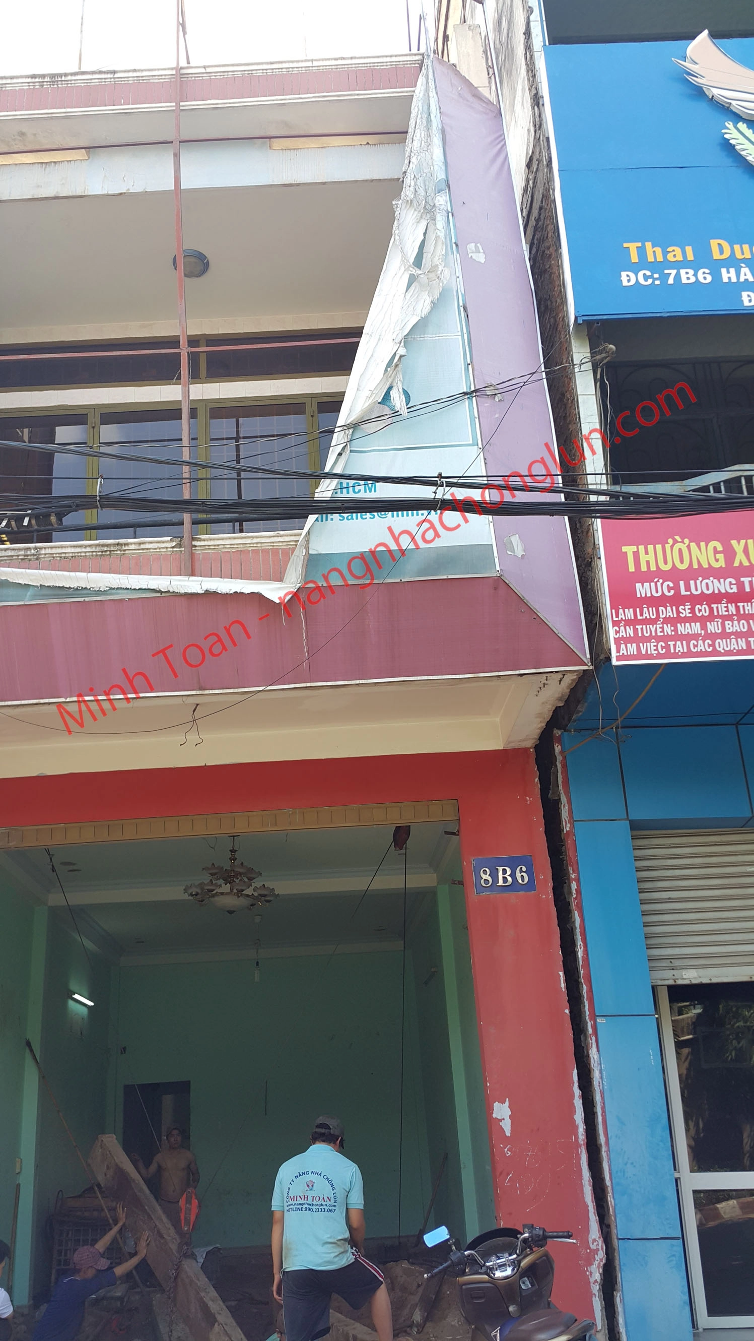 Hình ảnh xử lý chỉnh nghiêng nhà tại phường Thạnh Lộc
